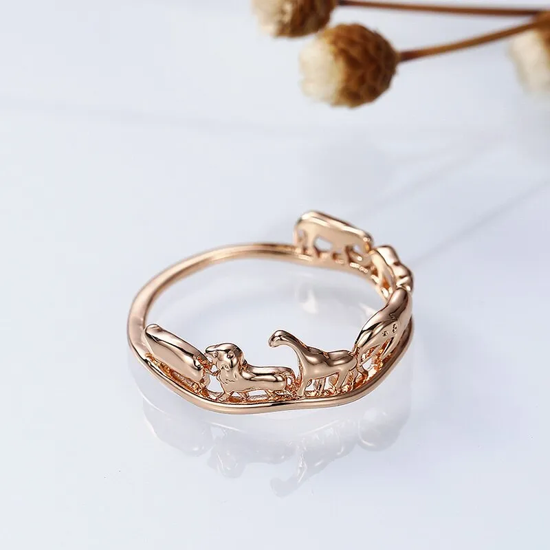 Animal Jewelry Simple Gold Color Carved Design Metal Rings as Birthday Gifts