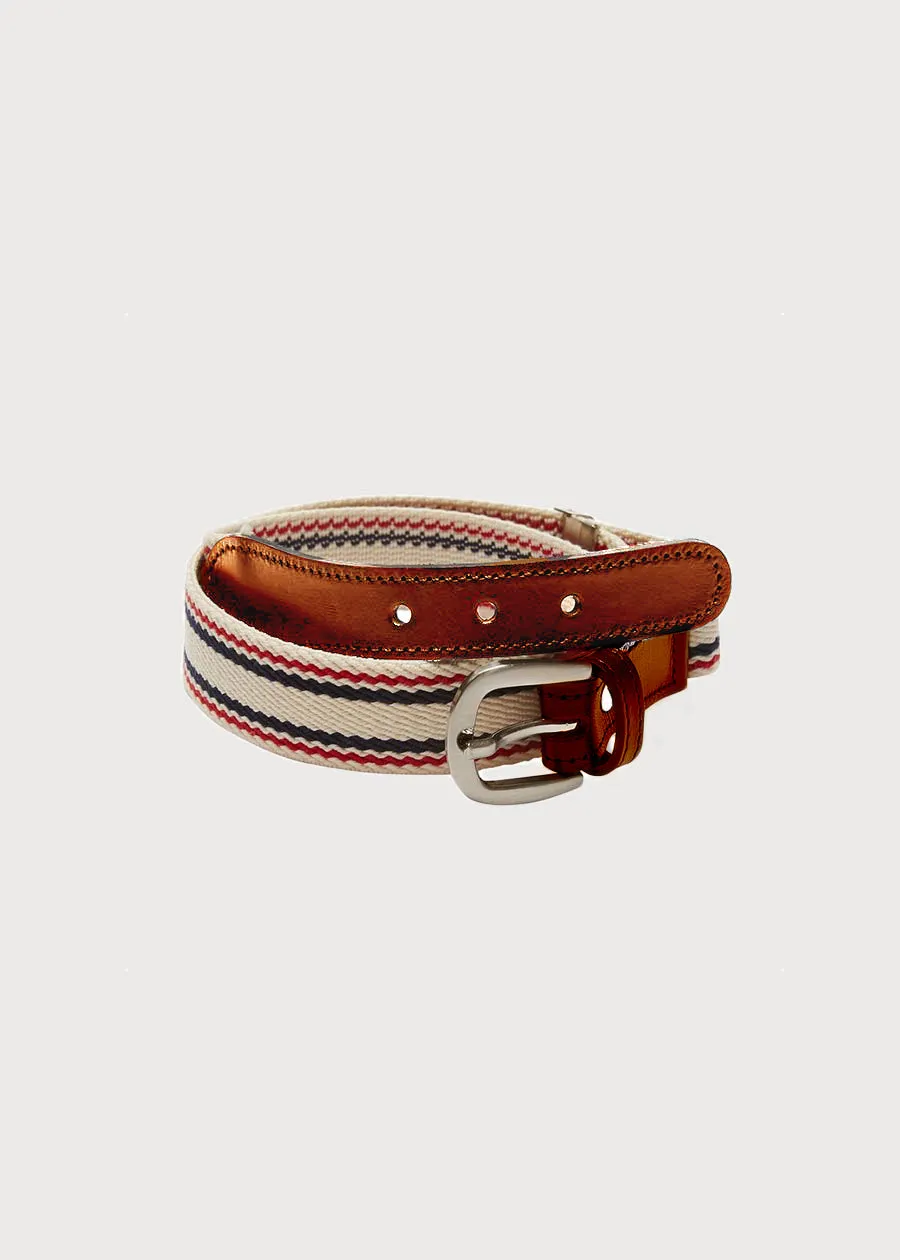 Beige Striped Belt