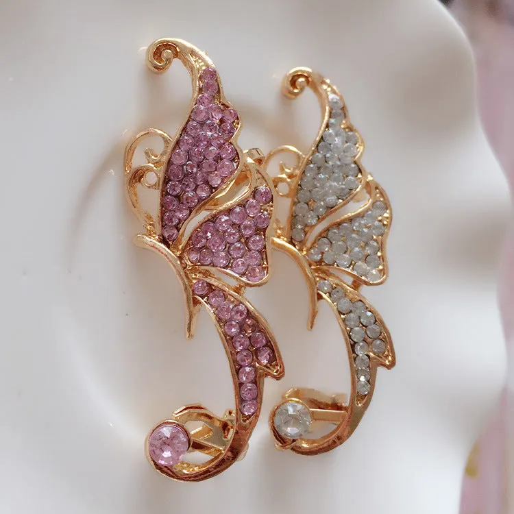 Boho One Piece Rhinestone Butterfly Ear Cuff Earring