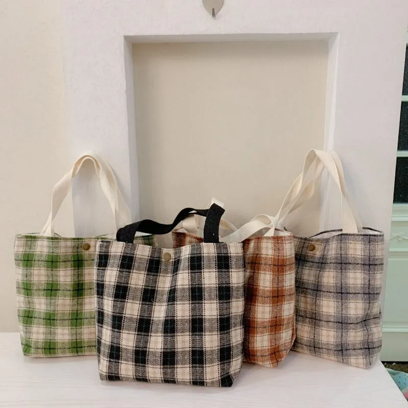 Canvas Plaid Shoulder Bags for Women