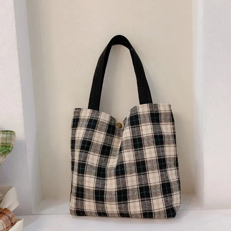 Canvas Plaid Shoulder Bags for Women