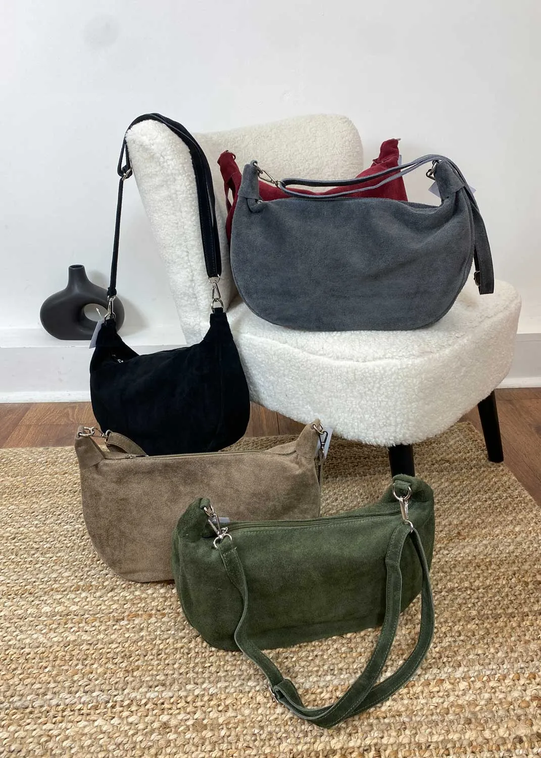 Carson Suede Hobo Bag in Taupe