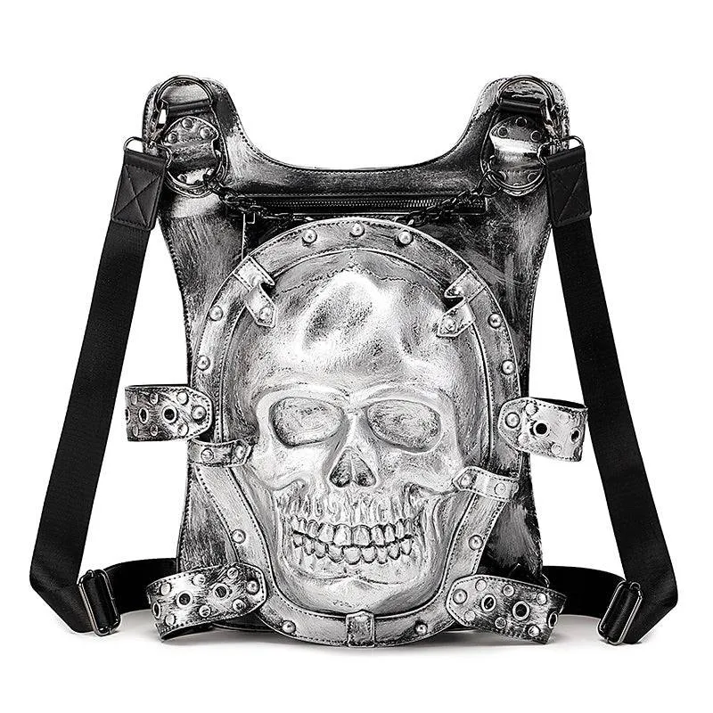 Cool Unisexs 3D Skull Backpack ,Leisure Backpack , Chain Handle Bag