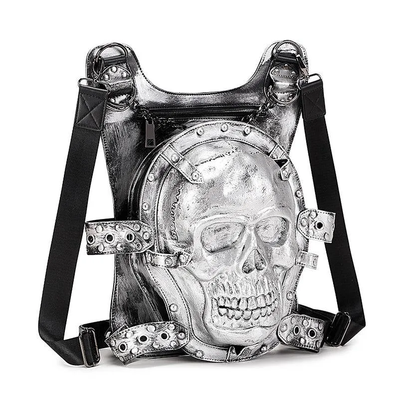 Cool Unisexs 3D Skull Backpack ,Leisure Backpack , Chain Handle Bag