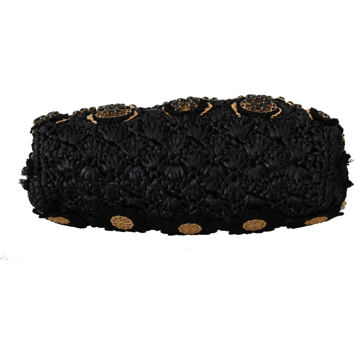 Dolce & Gabbana Black Tassel Gold Baroque Crystal Evening Clutch