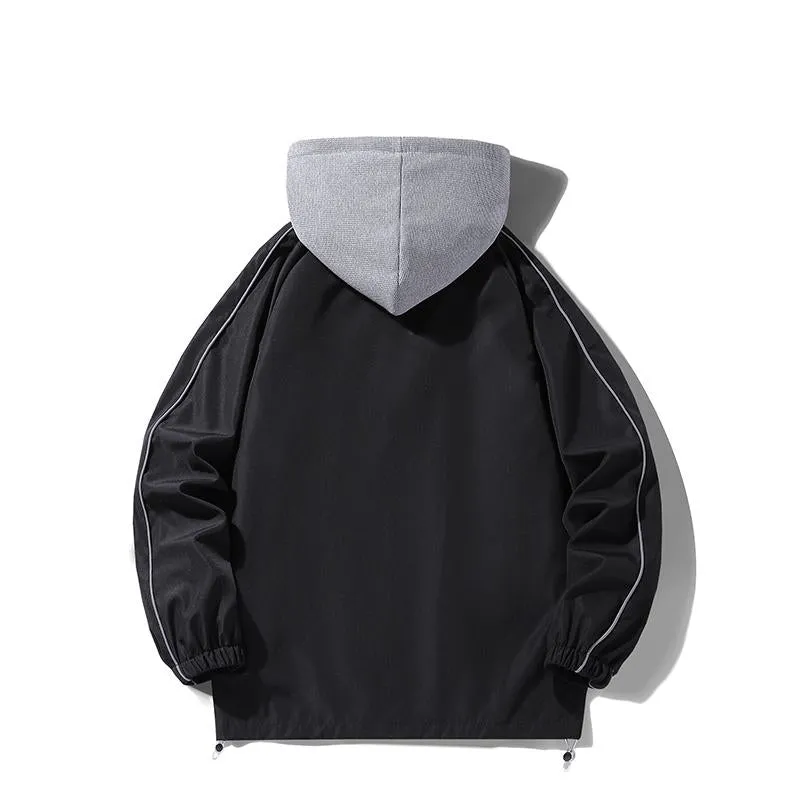 Drawstring Casual Trendy Zip-Up Hooded Track Jacket