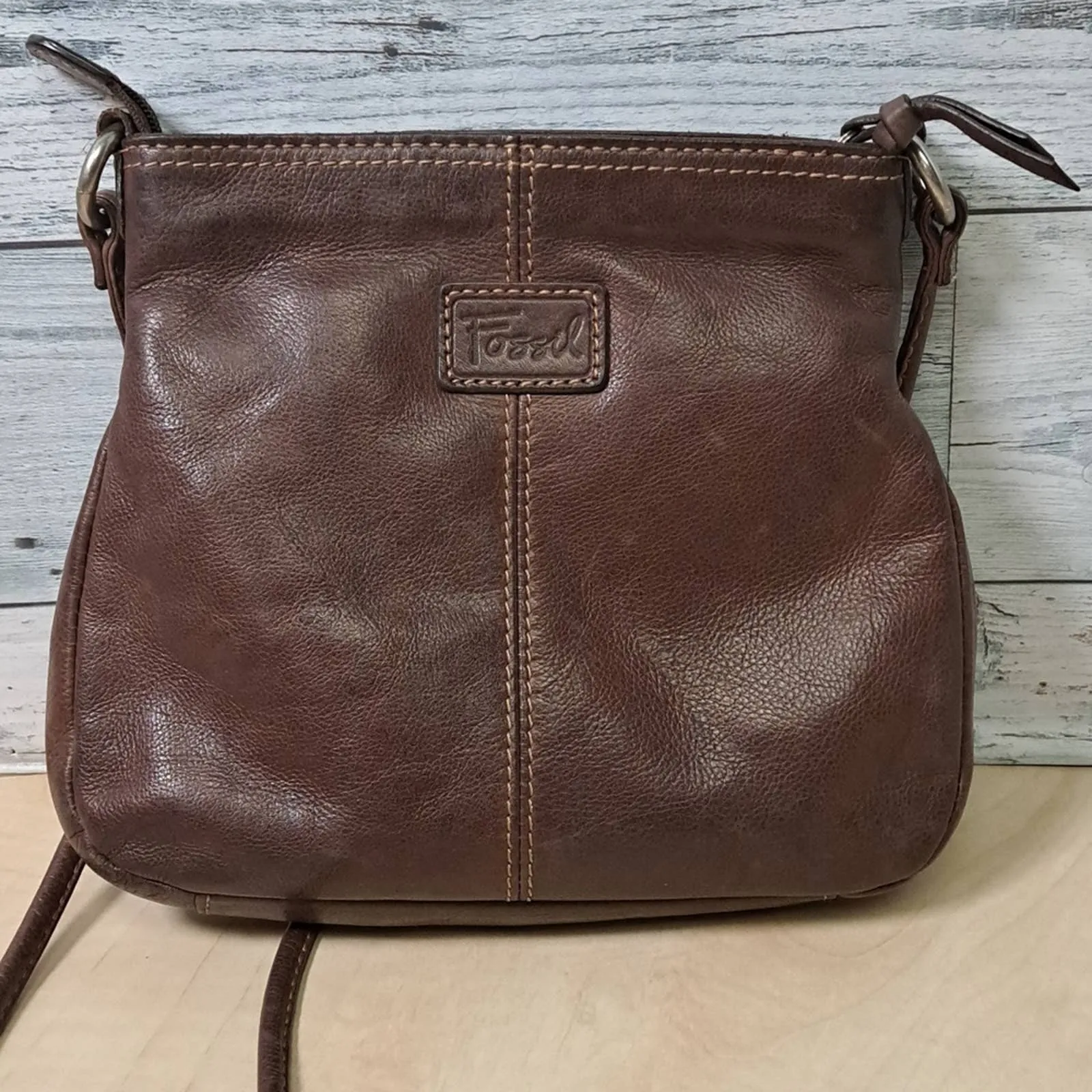 Fossil Genuine Leather Brown Crossbody Bag