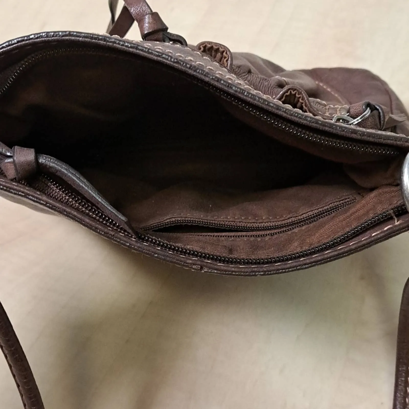 Fossil Genuine Leather Brown Crossbody Bag