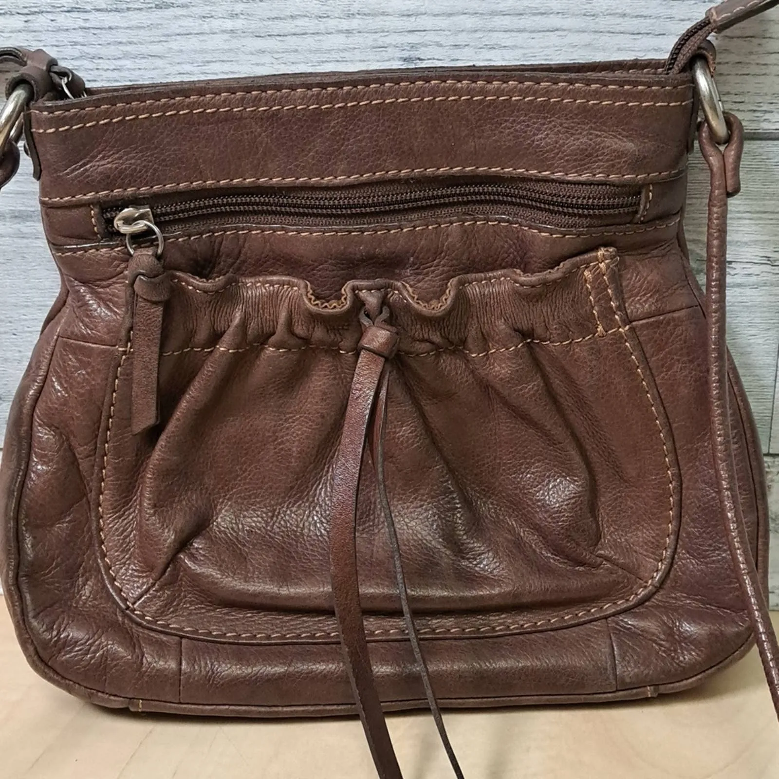 Fossil Genuine Leather Brown Crossbody Bag