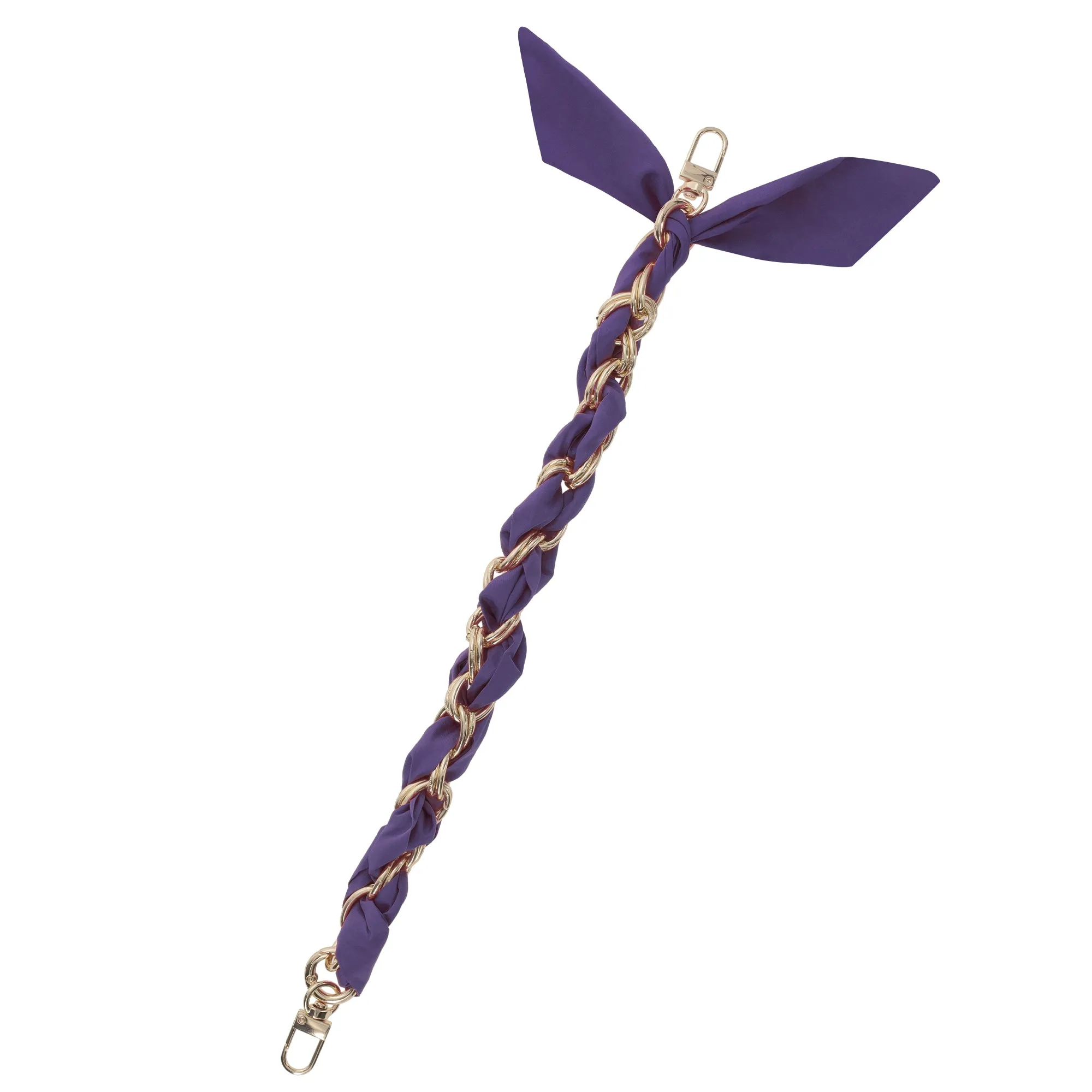 Gold Chain Wrist Strap - Luxury Violet Silk Satin scarf for 18mm-25mm canes