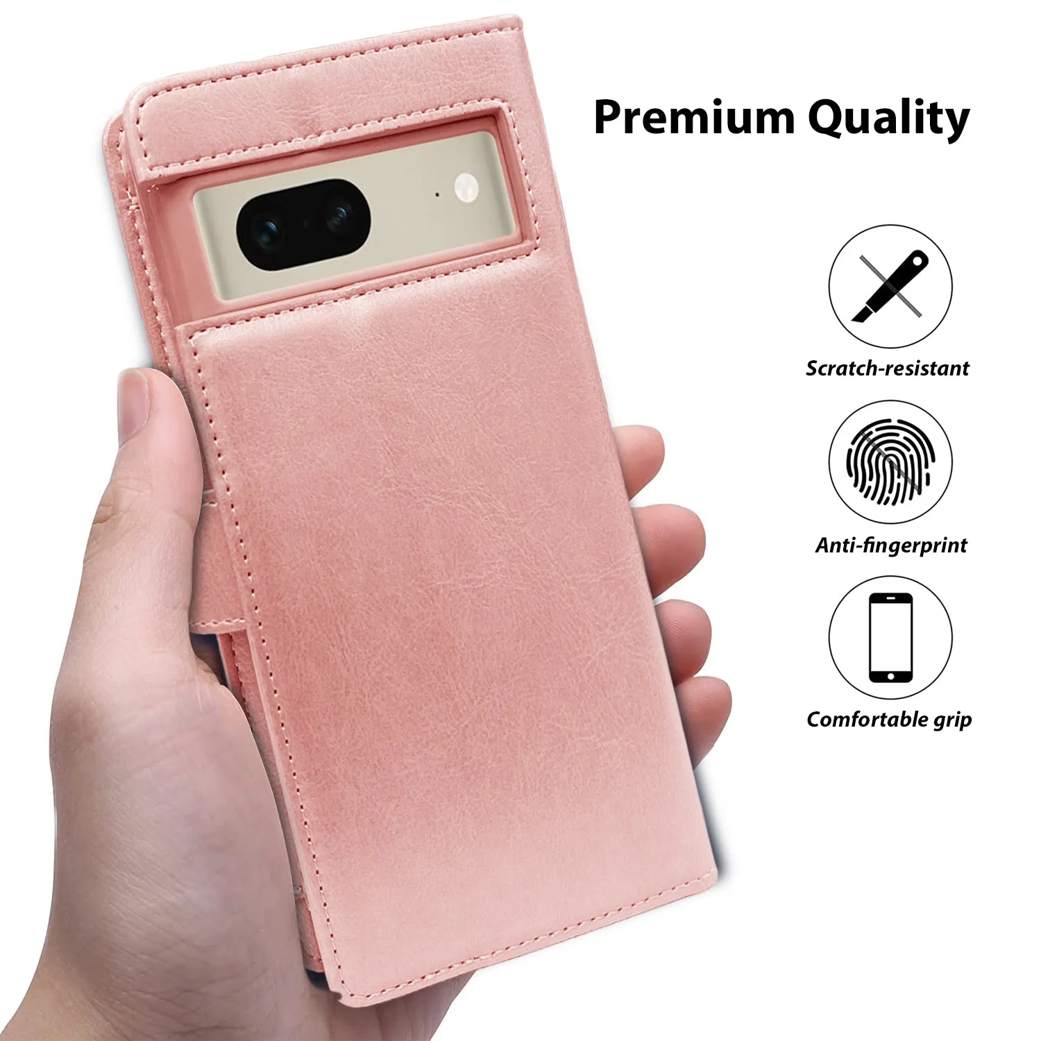 Hanman Google Pixel 7 Leather Case Rose Gold