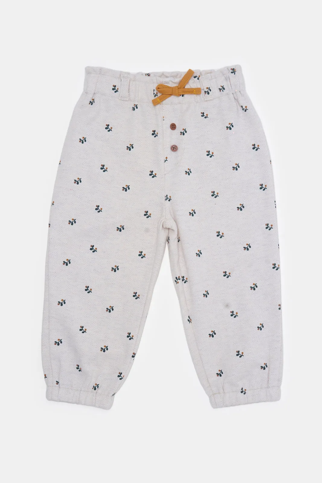 Infant Girls Beige Paper bag Trouser