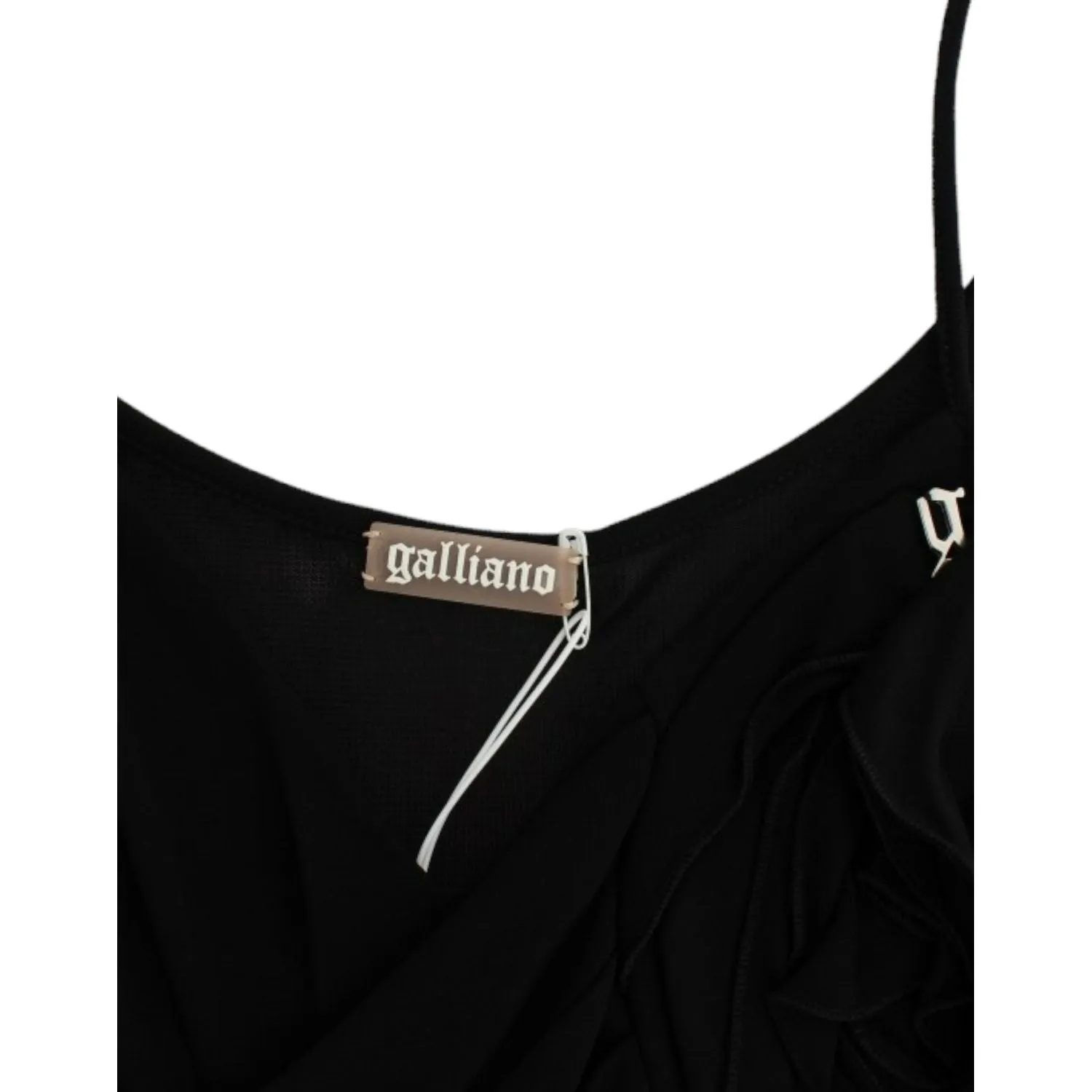 John Galliano Elegant Black Jersey Knee-Length Dress