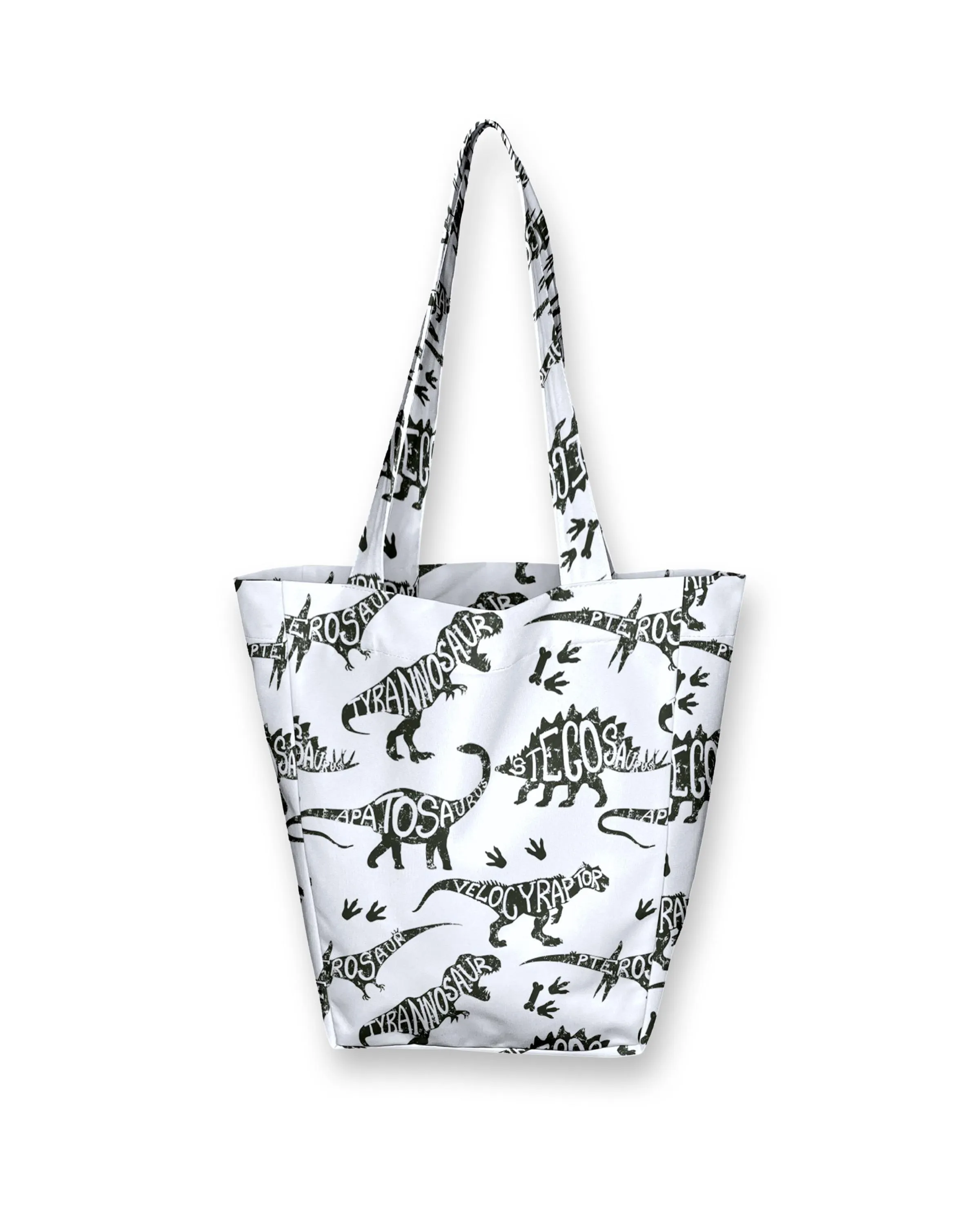 Kids Shopper Bag | Grey Dino and Cars Tote | Eco-Friendly Kids Bag | Cute Dinosaurs and Durable Small Tote Bags