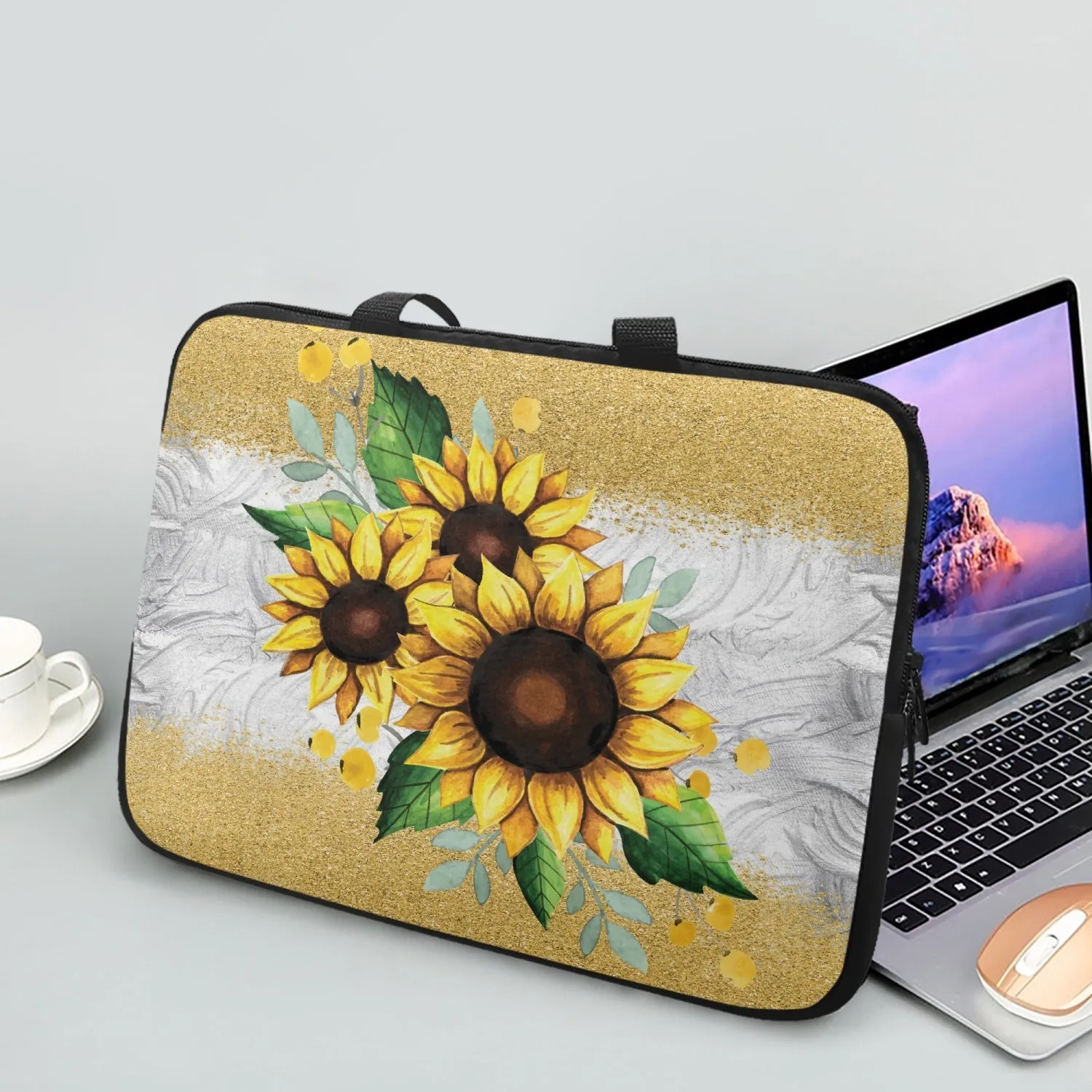 Laptop Sleeve with Handles - Sunflowers