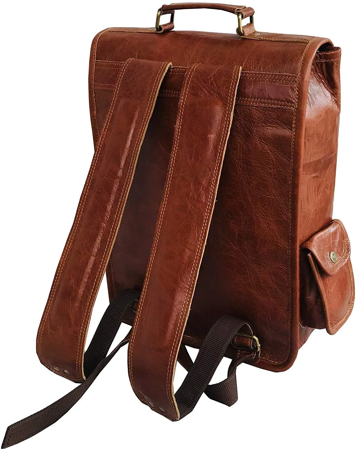 Leather Canvas Rucksack Laptop Backpack