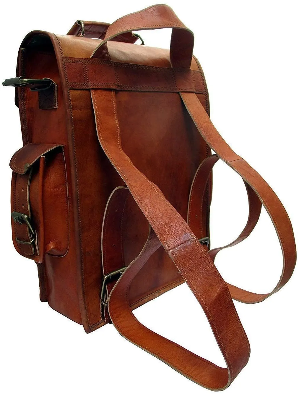 Leather Canvas Rucksack Laptop Backpack