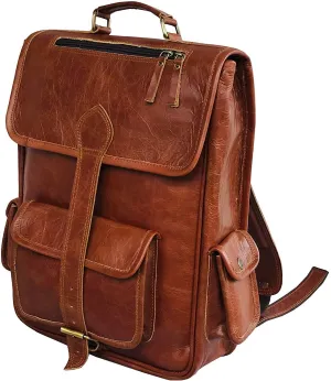 Leather Canvas Rucksack Laptop Backpack