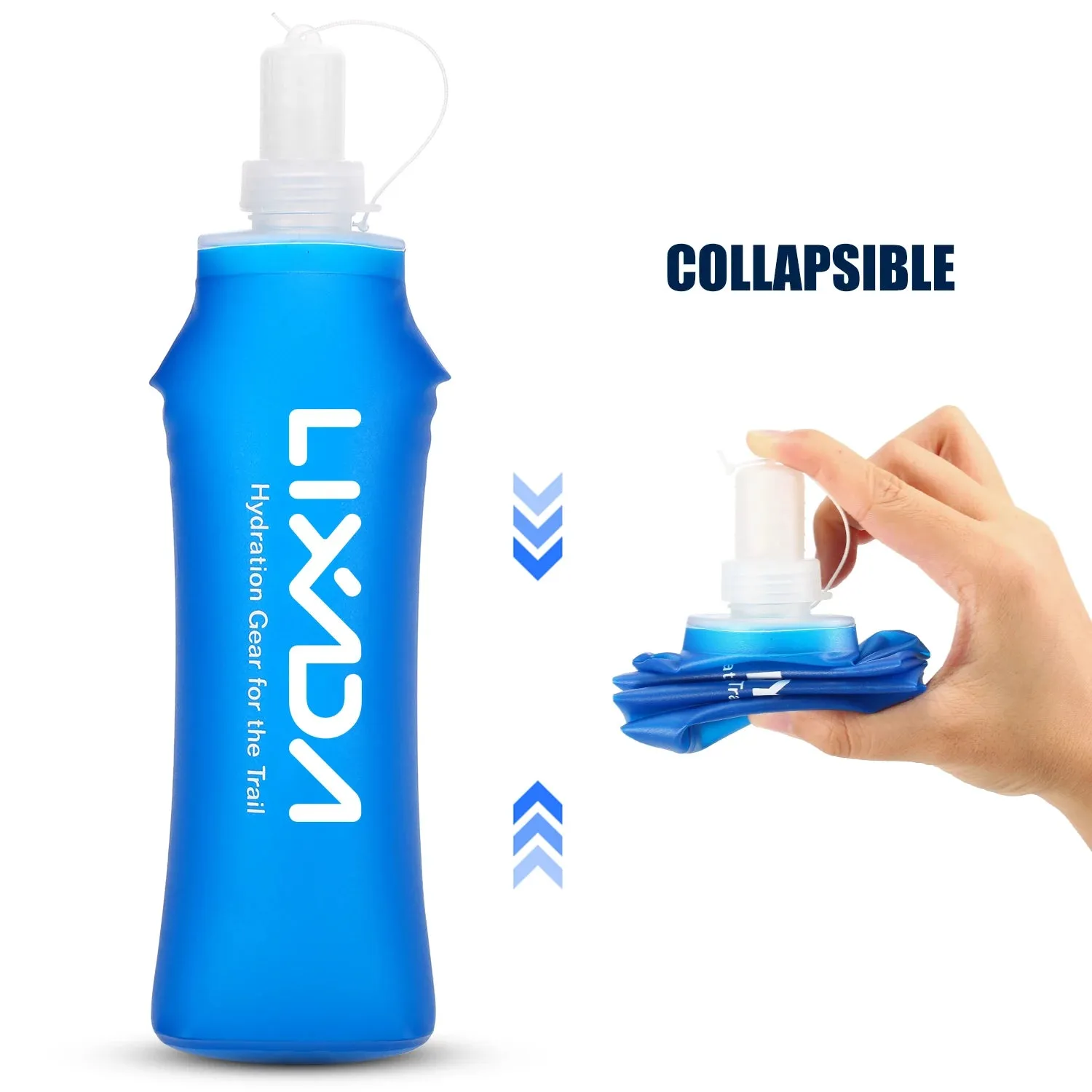 Lixada 1PCS/2PCS 500ml Outdoor Water Drinking Bottle Soft Folding Flask BPA Free for Outdoor Running Sport Hiking Cycling