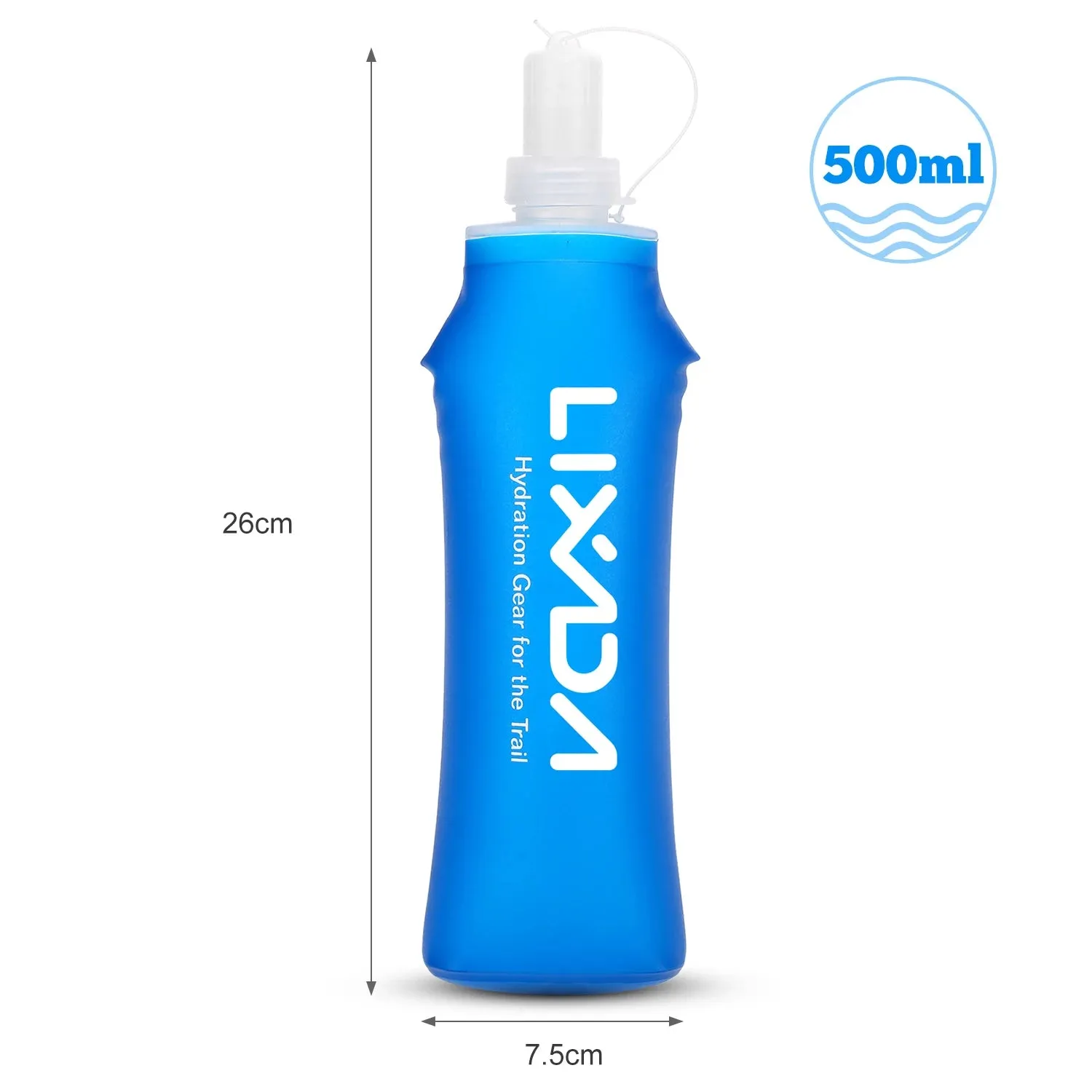 Lixada 1PCS/2PCS 500ml Outdoor Water Drinking Bottle Soft Folding Flask BPA Free for Outdoor Running Sport Hiking Cycling