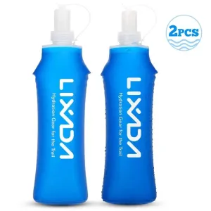 Lixada 1PCS/2PCS 500ml Outdoor Water Drinking Bottle Soft Folding Flask BPA Free for Outdoor Running Sport Hiking Cycling