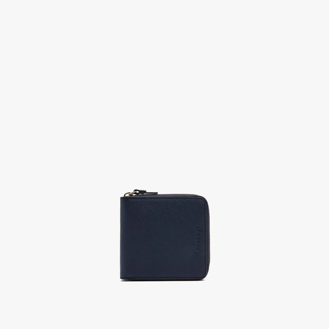 Mallorca Small Wallet - Saffiano Leather - Deep Navy / Gold / Camel