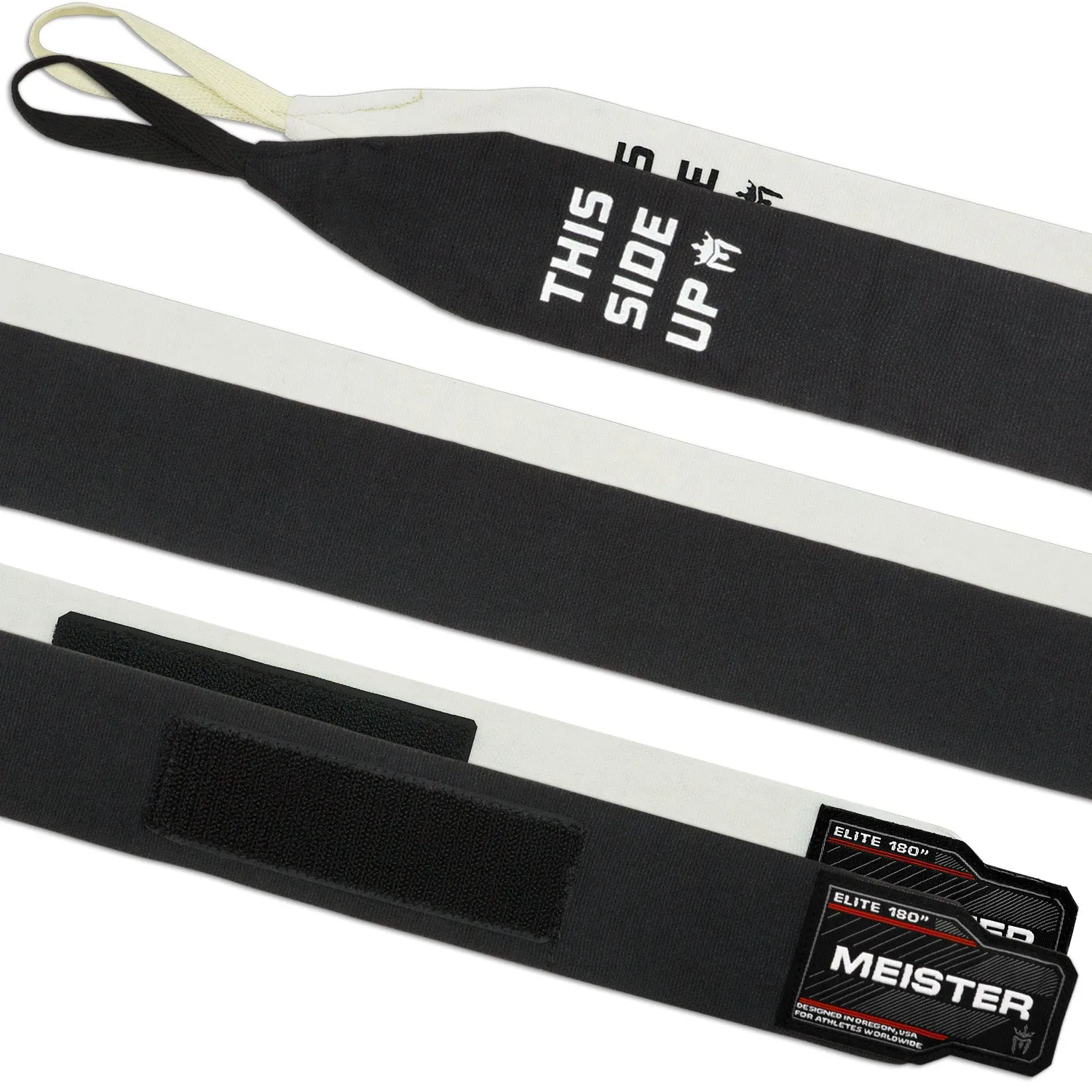 Meister ELITE 180" Elastic Hand Wraps - 2 Pack - Black / Ivory