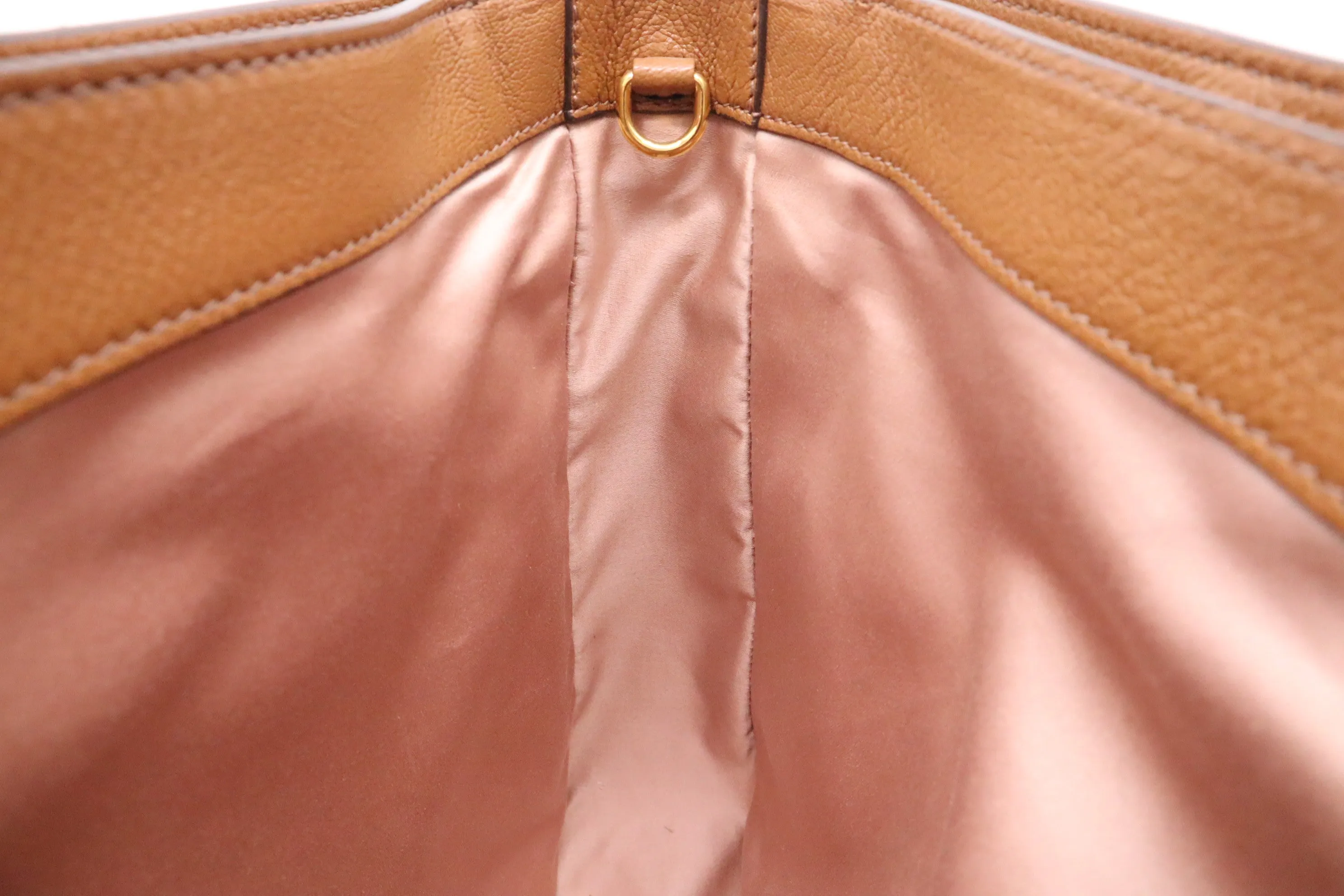 Miu Miu Madras Large Tote in Brown Leather