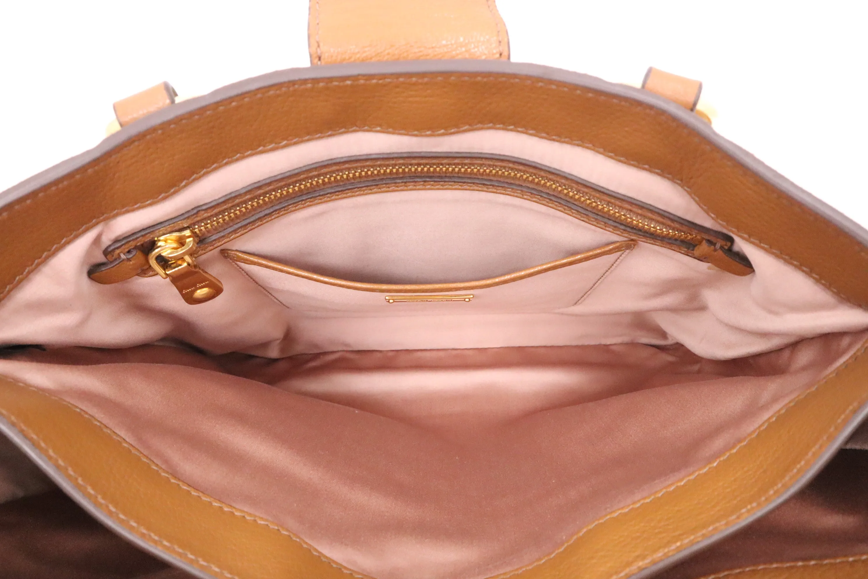 Miu Miu Madras Large Tote in Brown Leather