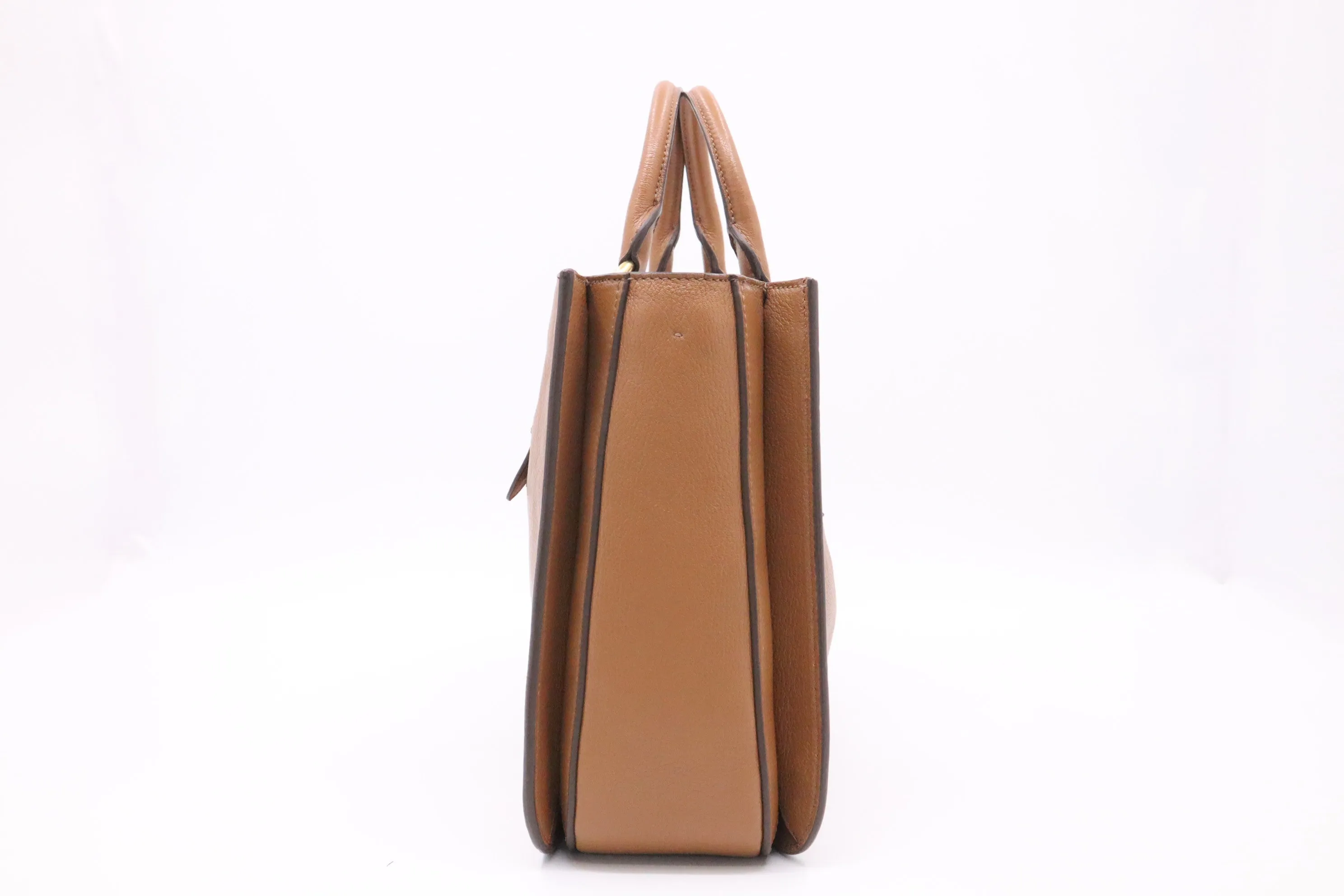 Miu Miu Madras Large Tote in Brown Leather