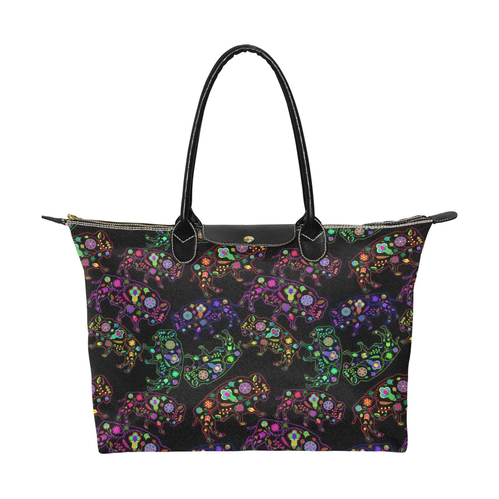 Neon Floral Buffalos Single-Shoulder Lady Handbag