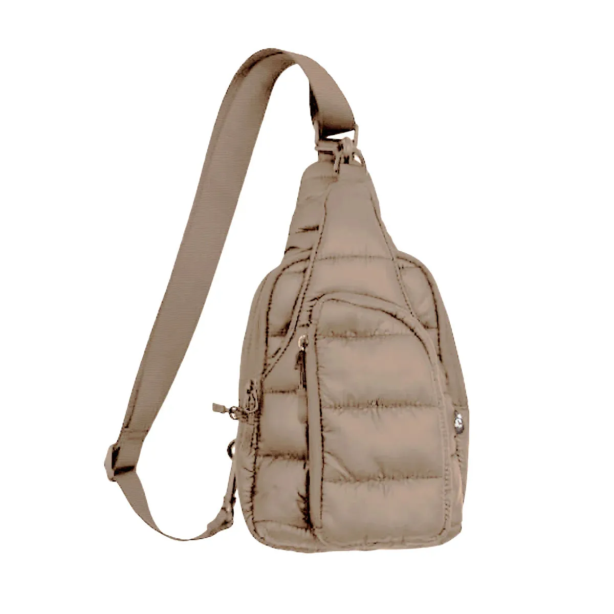 Puffer Sling Bag in Taupe