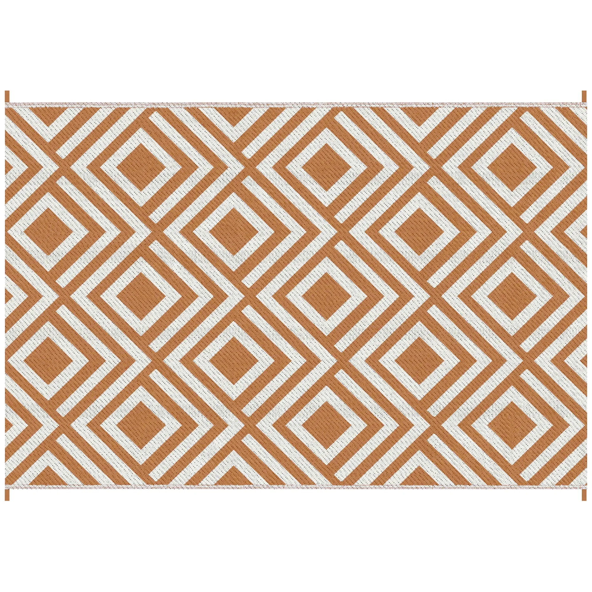 Reversible Outdoor Rug with Carry Bag and Ground Stakes, Waterproof Plastic Straw Mat for Backyard, Deck, RV, Picnic, Beach Brown & White