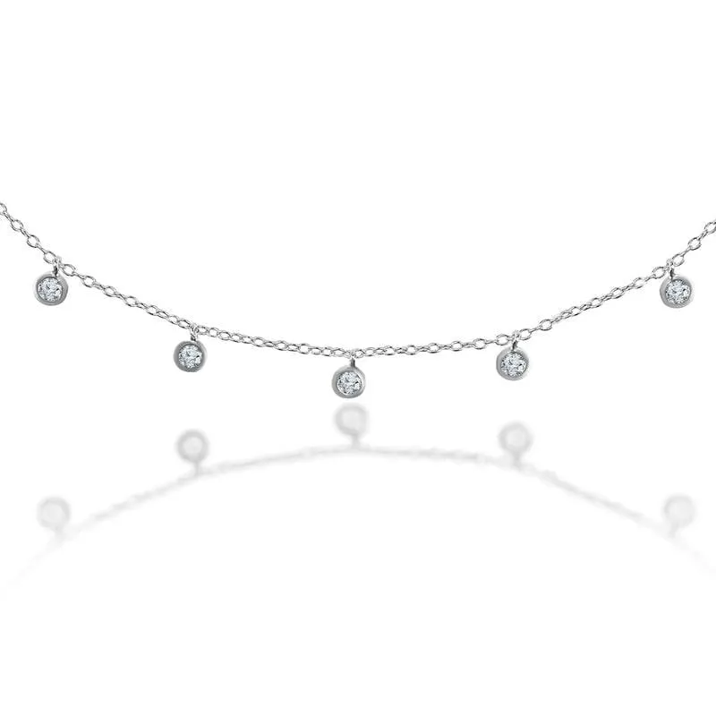 Silver Mini Solitaire Charm 925 Sterling Silver Necklace