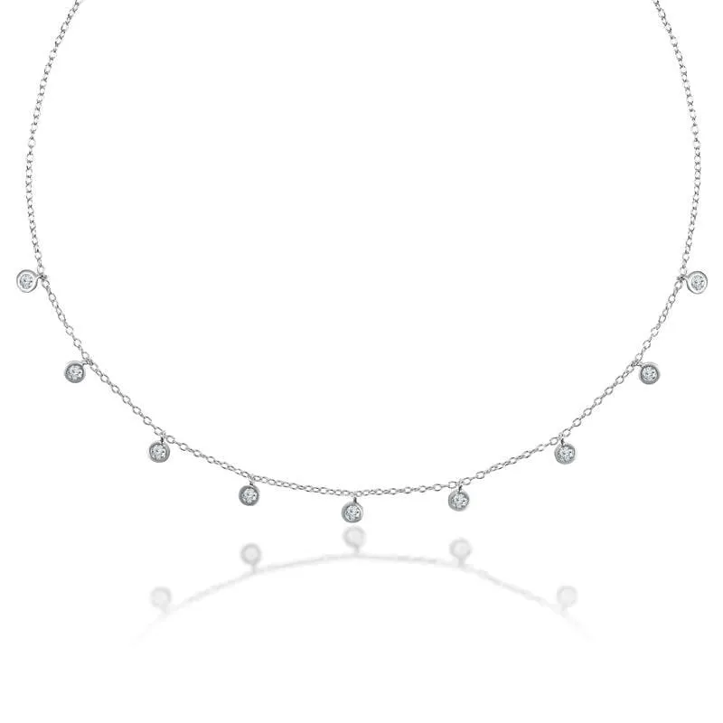 Silver Mini Solitaire Charm 925 Sterling Silver Necklace