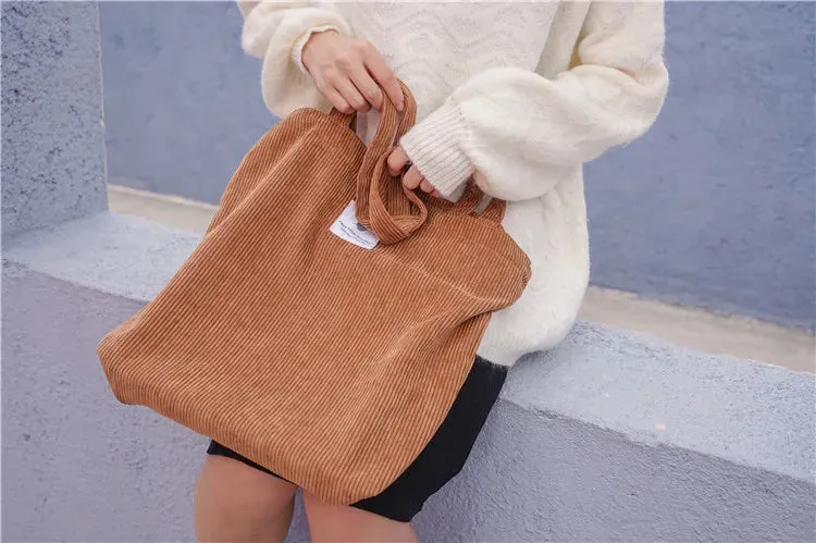 Simple INS Corduroy Shopping Tote Bag