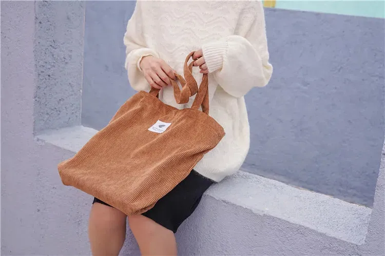 Simple INS Corduroy Shopping Tote Bag