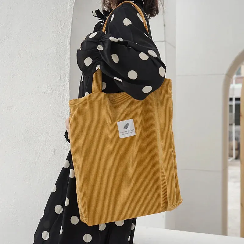 Simple INS Corduroy Shopping Tote Bag