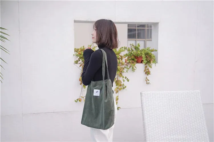 Simple INS Corduroy Shopping Tote Bag