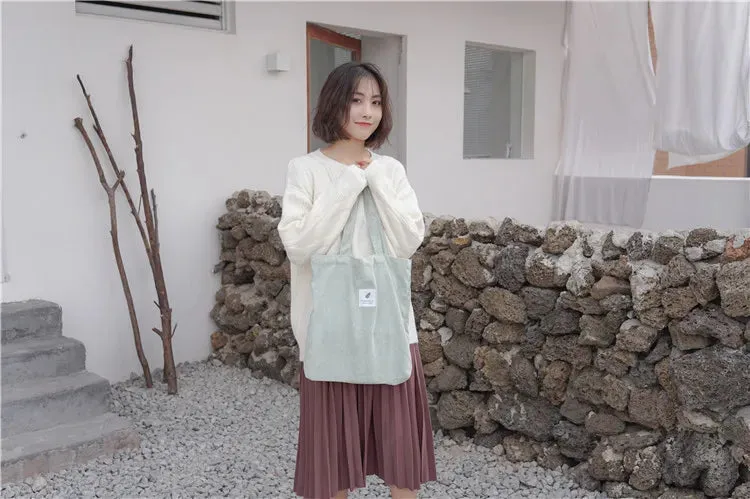 Simple INS Corduroy Shopping Tote Bag