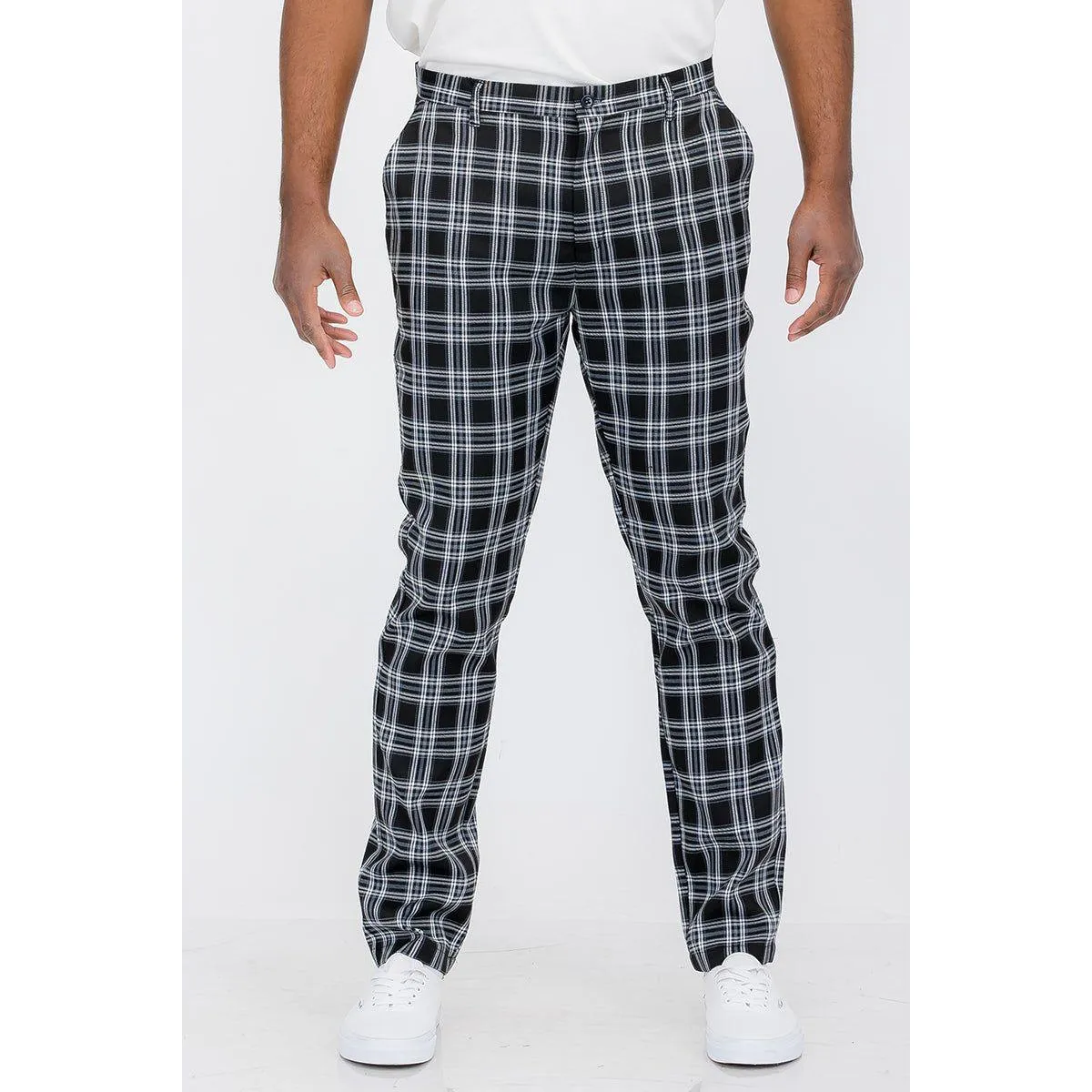 Sleek Plaid Slim Pants