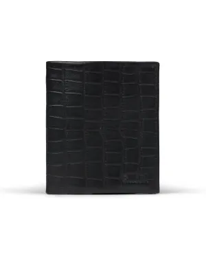 Slim Leather Wallet - Negro Cocodrilo/Rojo