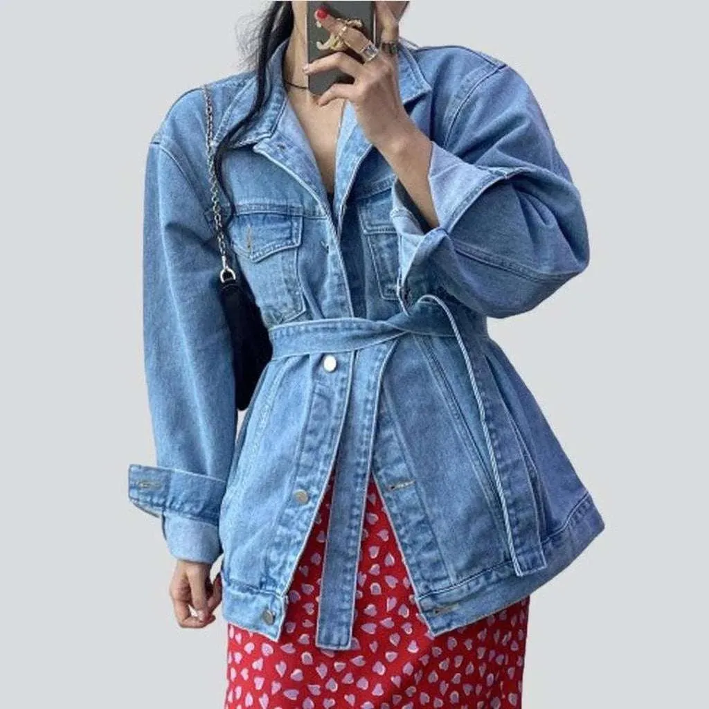 Stylish denim jacket with belt