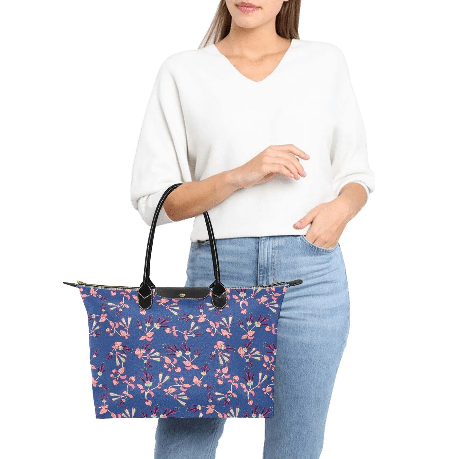 Swift Floral Peach Blue Single-Shoulder Lady Handbag