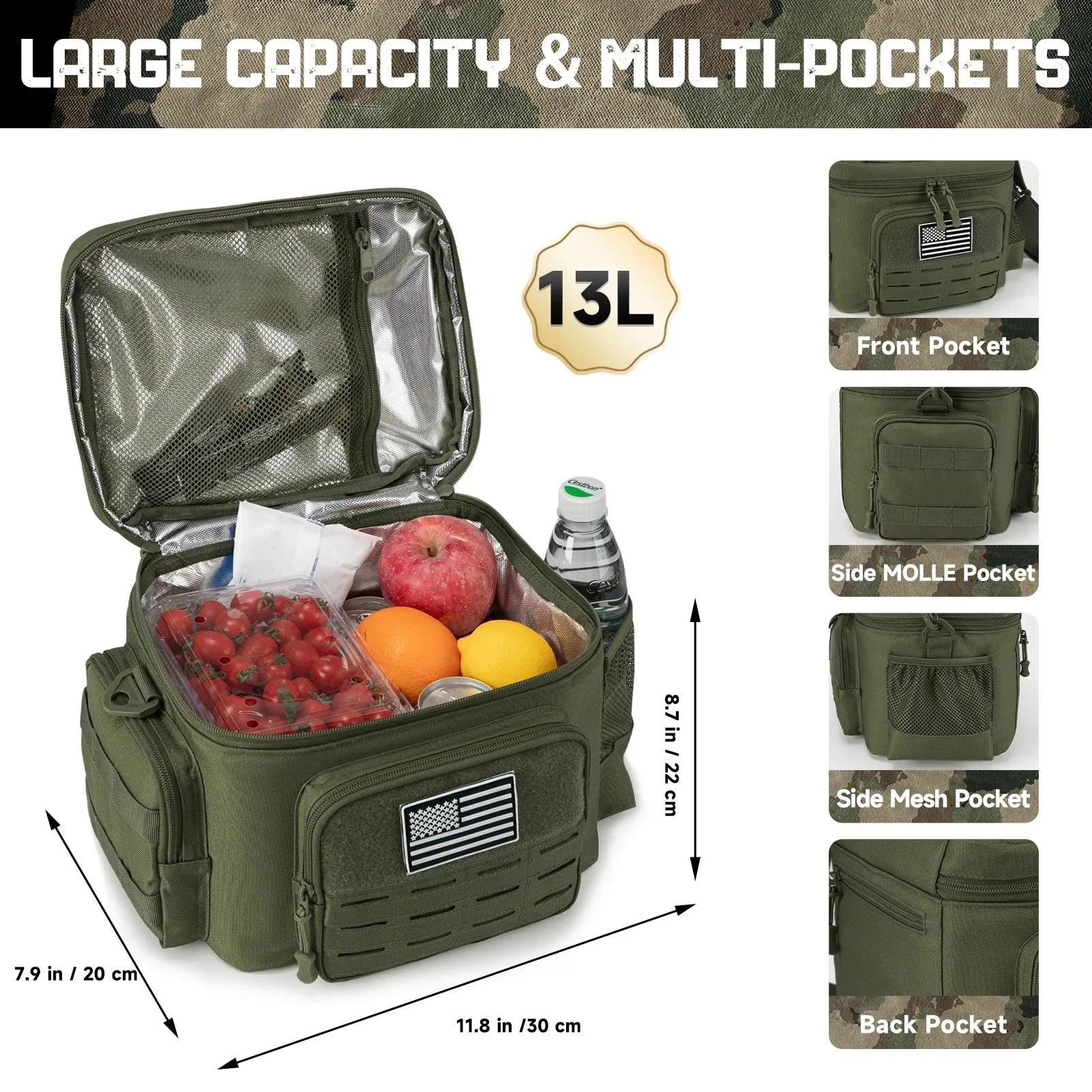 Tactical Lunch Box for Men: Heavy Duty Leakproof Insulated Cooler Bag for Work, Camping, and Picnics