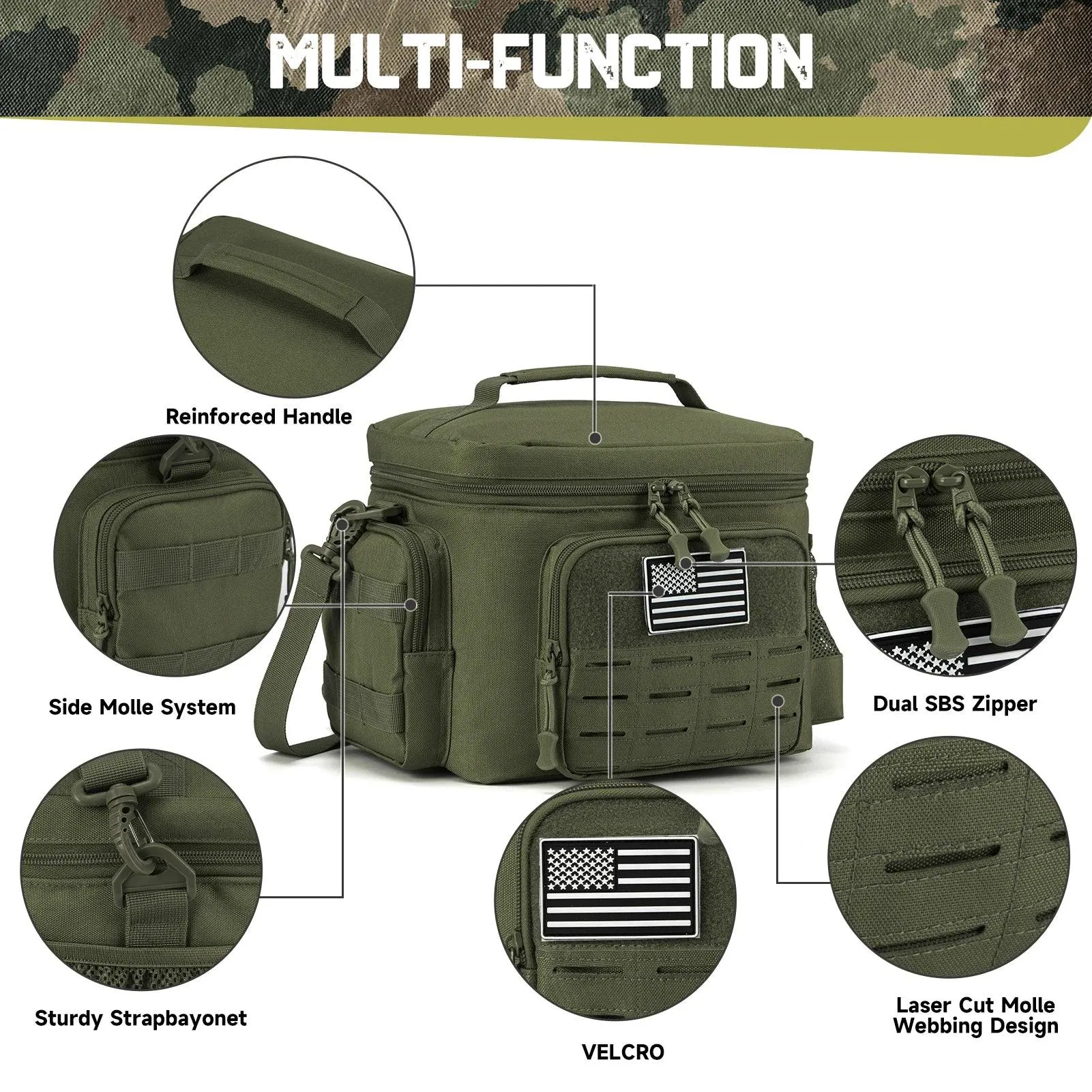 Tactical Lunch Box for Men: Heavy Duty Leakproof Insulated Cooler Bag for Work, Camping, and Picnics