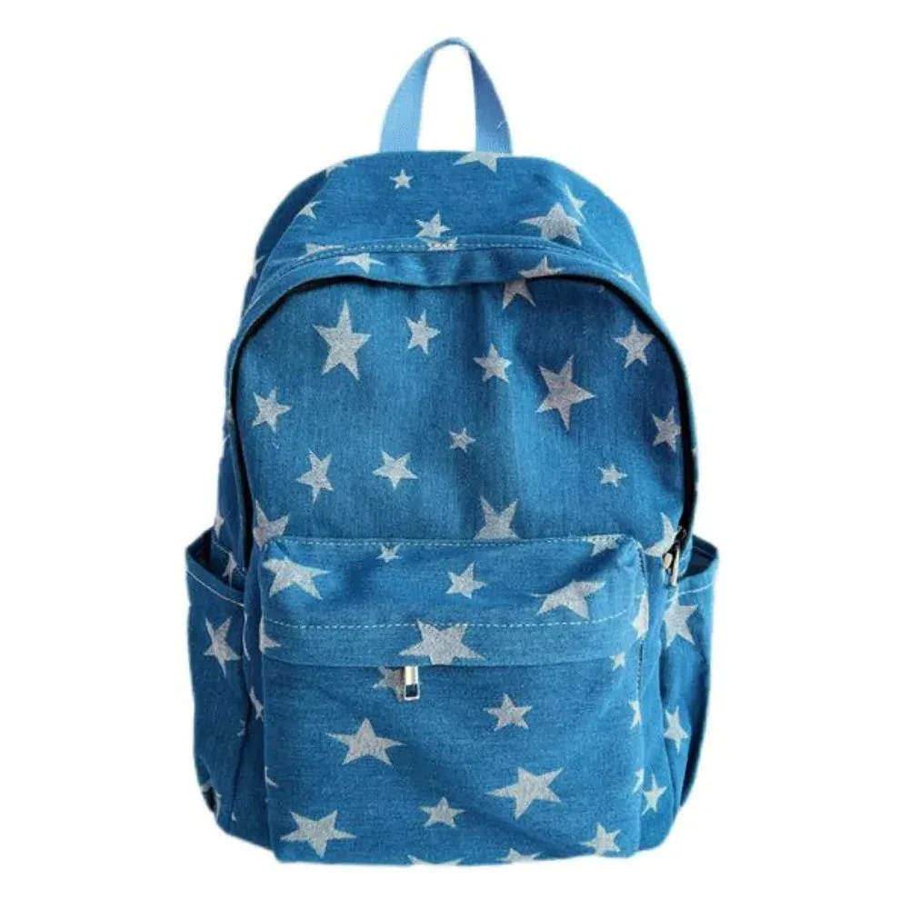 TAVIMART  -  Y2k Star Print Aesthetic Denim Backpacks Korean Vintage High-capacity Fashion Students Schoolbags Casual Trendy Unisex Mochilas