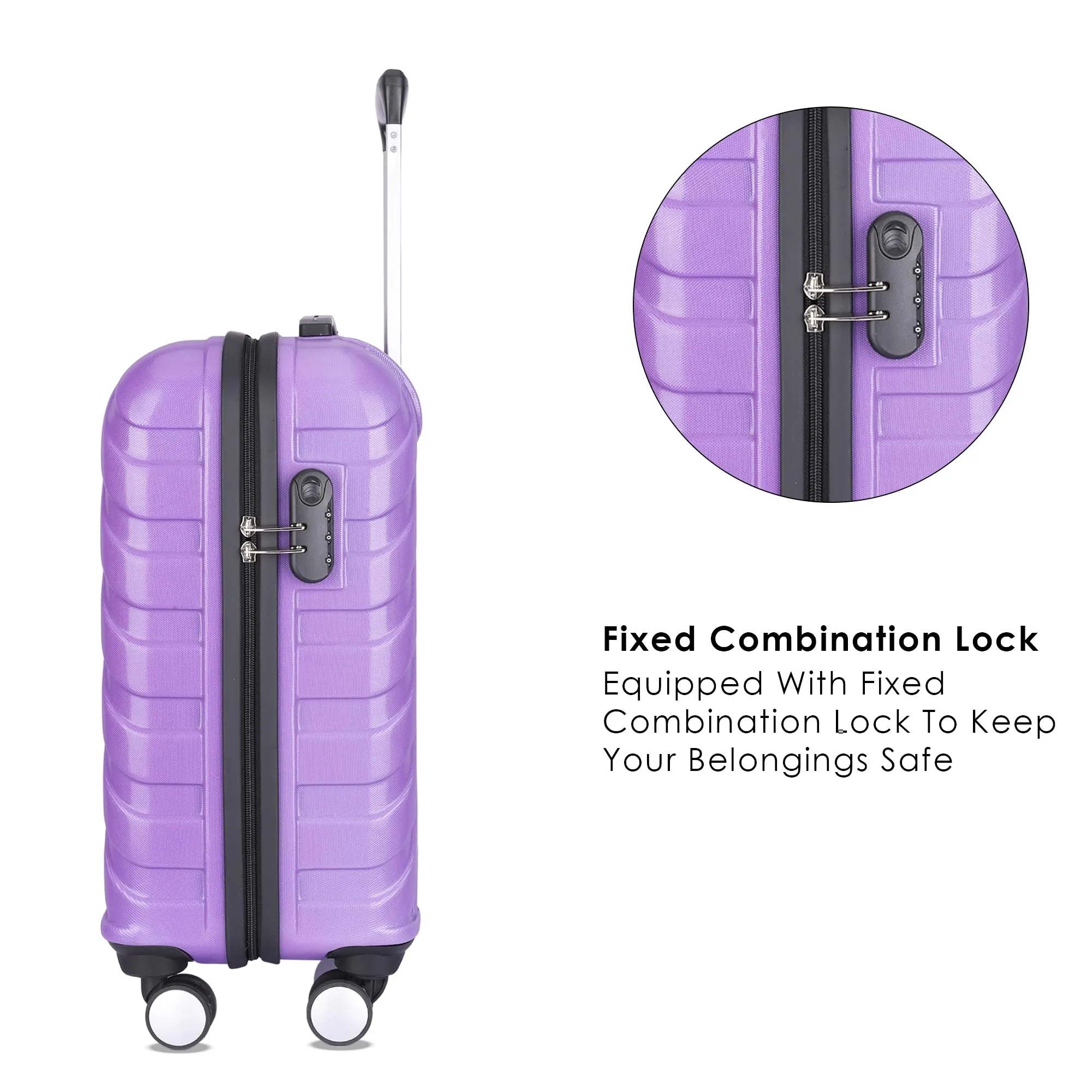 THE CLOWNFISH Wanderwheels Series Luggage ABS Hard Case Suitcase Eight Wheel Trolley Bag- Purple (52 cm- 20.5 inch)