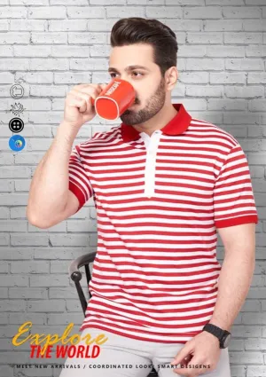 Trendy Stylish Cotton Blend Striped Polos for Men