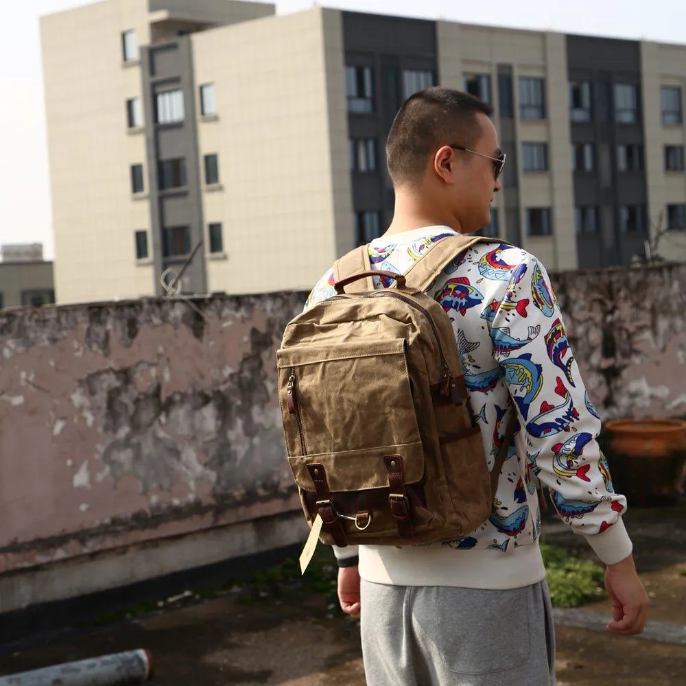 Waxed Canvas Rucksack Vintage Backpack